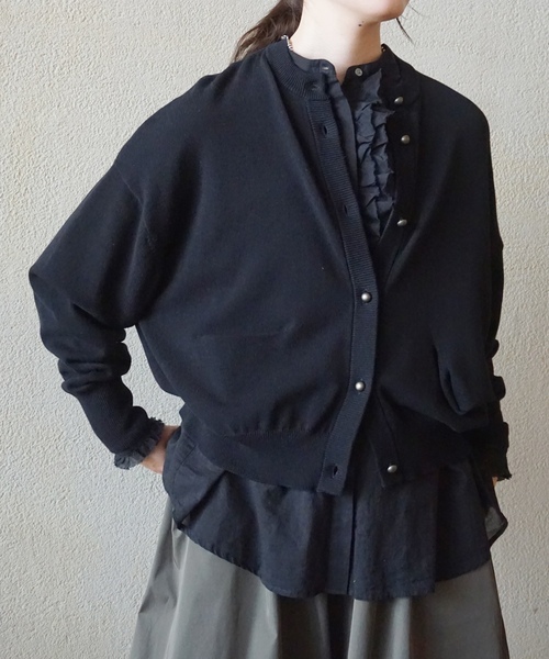 「JOURNAL STANDARD LUXE」 ニットカーディガン FREE レッド レディースの画像