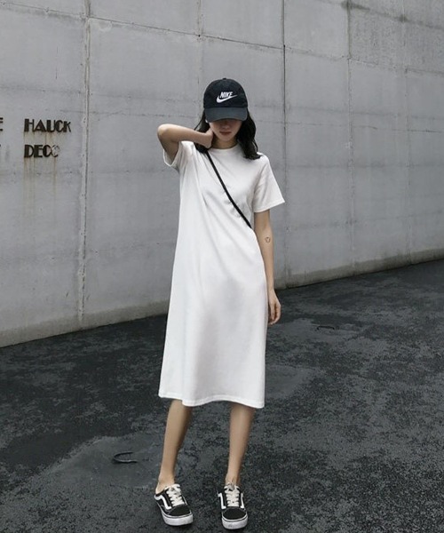 Sally Lunn ワンピース 半袖 着回し抜群ロングTシャツワンピース