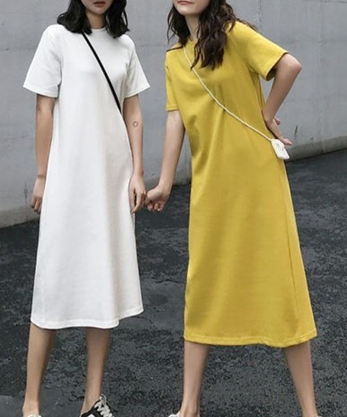 【新品未使用】LOHEN カットソーワンピース 半袖 Sally Lunn ワンピース 半袖 着回し抜群ロングTシャツワンピース