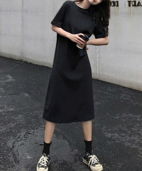 Sally Lunn ワンピース 半袖 着回し抜群ロングTシャツワンピース