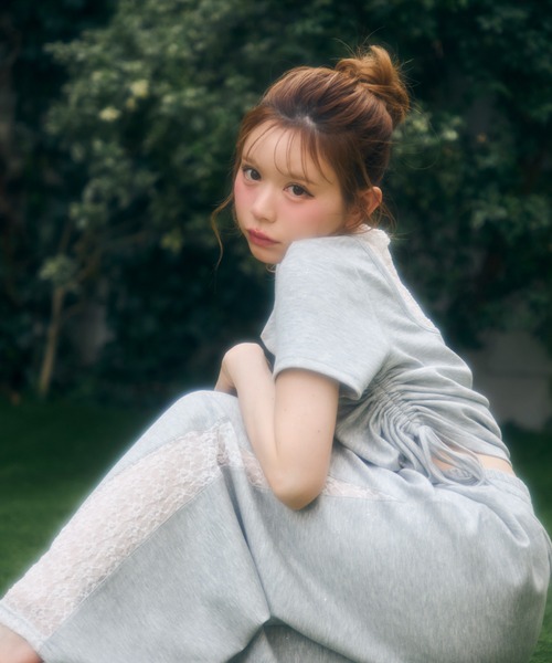 ワイドパンツ スウェットパンツ ジャージ サイドレースラメスウェットパンツ レディースの画像