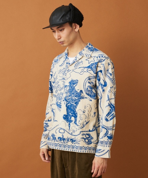 「BINDU」 長袖シャツ LARGE ベージュ系その他 メンズ_画像7