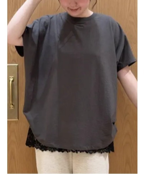 Samansa Mos2（サマンサモスモス） tシャツ 半袖 カットクレープ裾