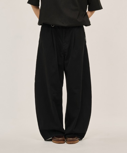 Kaval ワイドクロップドパンツ ブラック 日本製 コットンパンツ WETTEMPT ワイドパンツ スラックス 1 TUCK CURVE TWILL PANTS