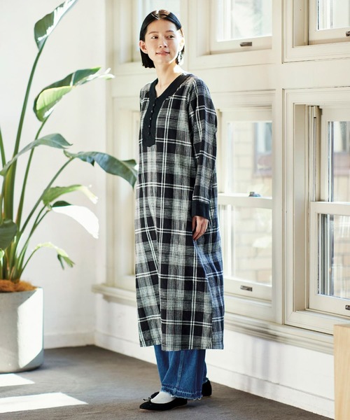 「Sunny clouds」 長袖ワンピース LARGE ブラック レディース_画像5