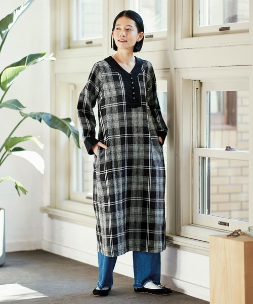 「Sunny clouds」 長袖ワンピース LARGE ブラック レディース_画像6