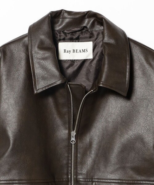 Ray BEAMS フェイクレザー フライトジャケット ライダース 革 ブルゾン Ray BEAMS（レイ ビームス） ブルゾン アウター フェイクレザー