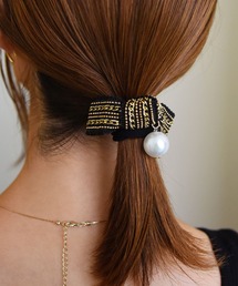 styiro（スタイロ） ヘアゴム パール付き刺繍入りリボンヘアゴム