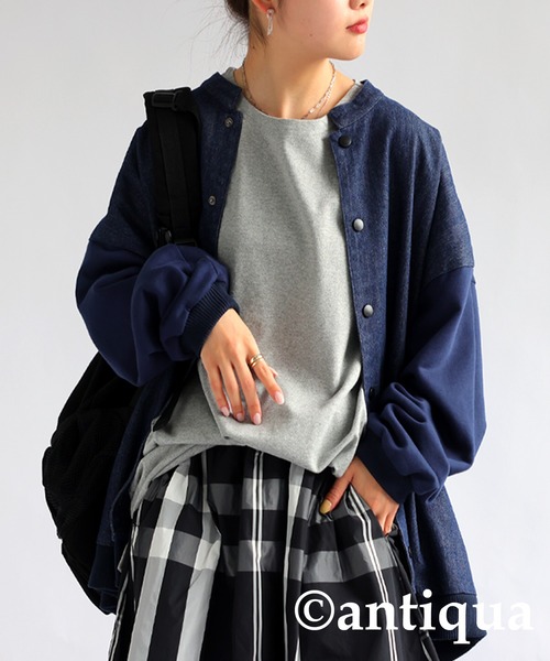 antiqua tシャツ 綿100%バスク生地ベーシックTシャツ