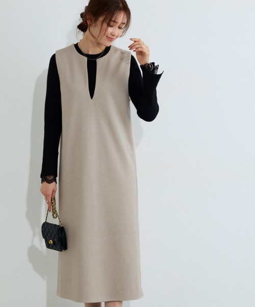 Pierrot（ピエロ） ジャンパースカート ウールタッチVネックジャンパー