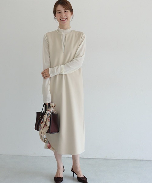 Pierrot（ピエロ） ジャンパースカート ウールタッチVネックジャンパー