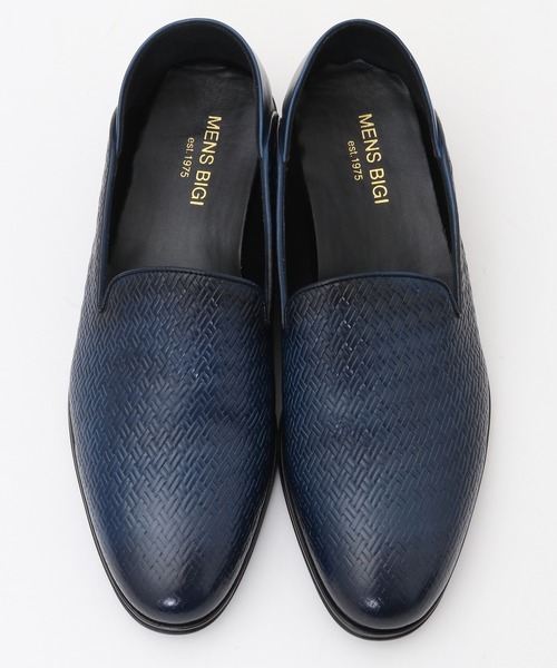 MEN'S BIGI（メンズビギ） スリッポン イントレチャート柄型押しレザー