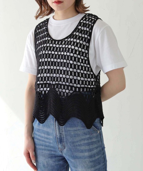 Mal.レレレさんクロシェベストジレ新品未使用タグ付き本日配信完売品です HER CLOSET ベスト ジレ 「shemoshelly」WEB限定クロシェベスト