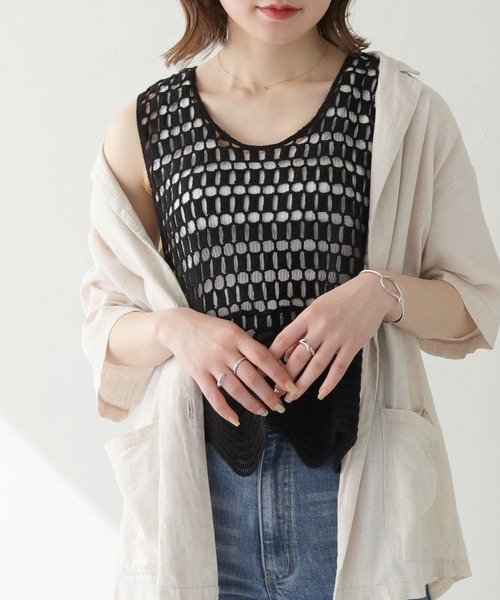 HER CLOSET ベスト ジレ 「shemoshelly」WEB限定クロシェベスト