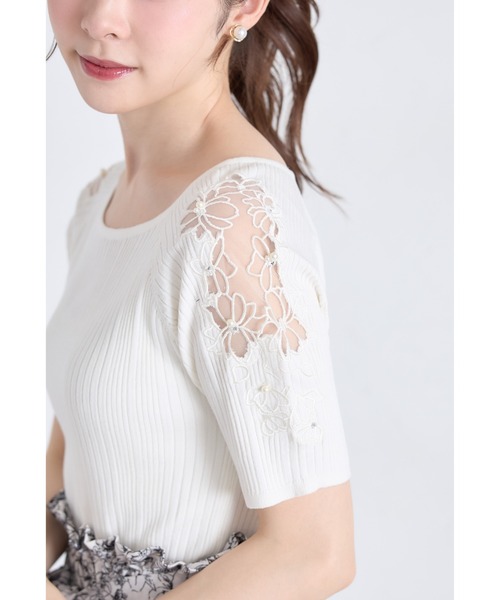 tocco closet ニット セーター パールビジュー付きフラワー刺繍