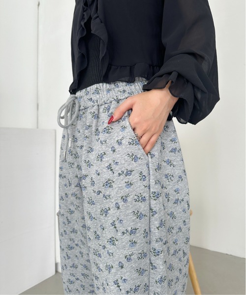 CLEA スウェットパンツ ジャージ フラワープリントスウェットパンツ