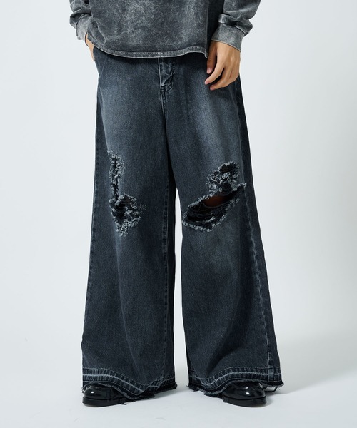 Juha（ユハ） ワイドパンツ ジーンズ 「JUHA/ユハ」DAMAGE BAGGY DENIM 