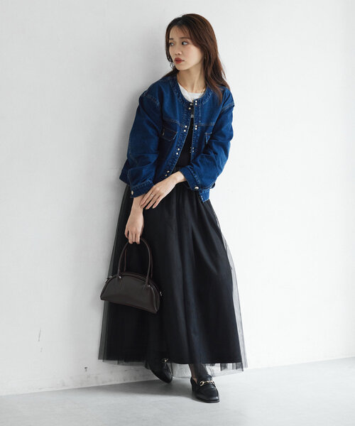 Chez toi デニムジャケット gジャン GLDフックノーカラーGジャン