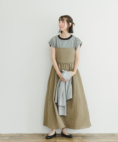ウエストギャザーが素敵な単色ロングワンピ ITEMS URBANRESEARCH ワンピース ウエストギャザーキャミ