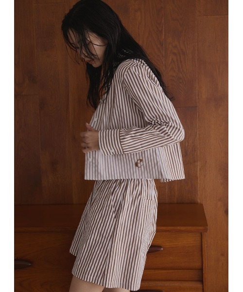 tシャツ ストライプシャツセットアップ レディース