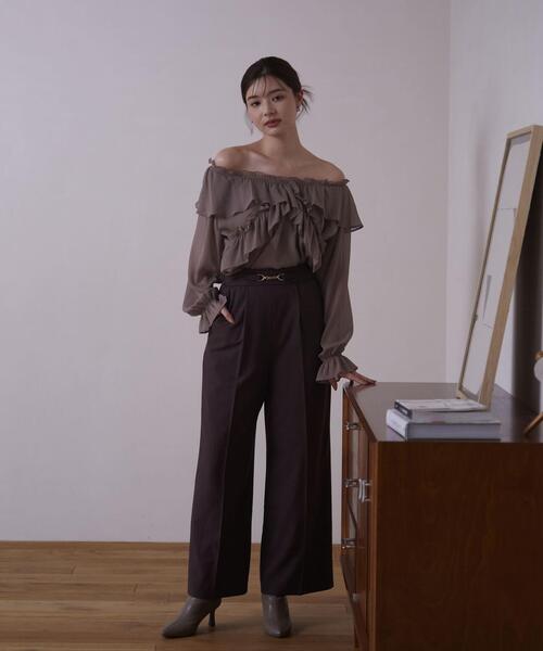 「PROPORTION BODY DRESSING」 長袖ブラウス MEDIUM ブラウン レディース PROPORTION BODY DRESSING ブラウス シャツ クロスラッフル