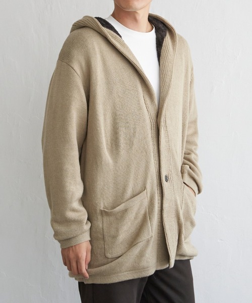 ikka（イッカ） コート ジャケット 裏ボアニットフーディガン メンズ