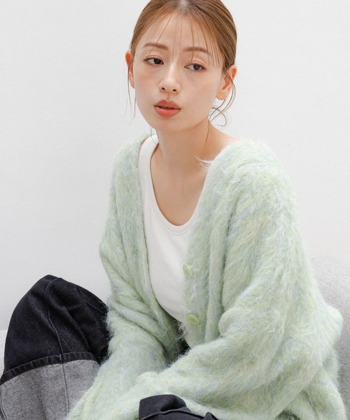 ひでこ　Cニット　グレー LAKOLE（ラコレ） カーディガン シャギーニットカーディガン / 130868