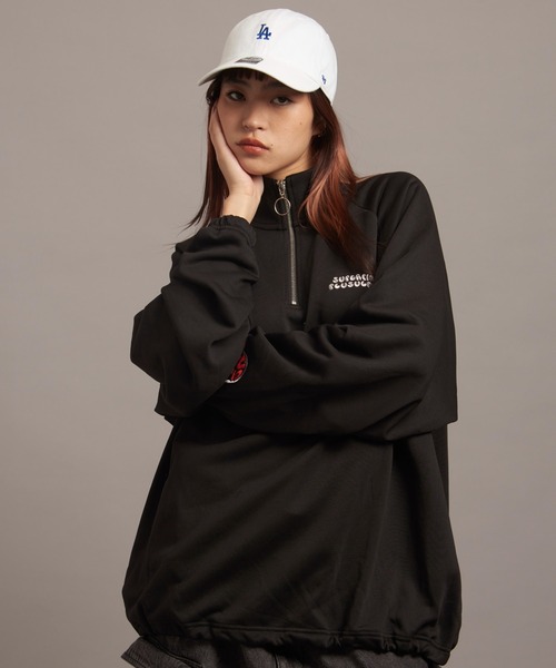 jnhearts ロゴスウェット　ブラック JACKROSE トレーナー スウェット JE-ロゴ＆ハート・ハーフZIP