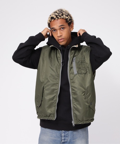 【R13】ライナーベスト AVIREX ベスト ジレ 「直営店限定」REVERSIBLE FLEECE CAMO VEST