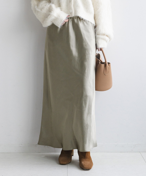 NOBLE（ノーブル） スカート 「追加」ナローAラインサテンスカート 2