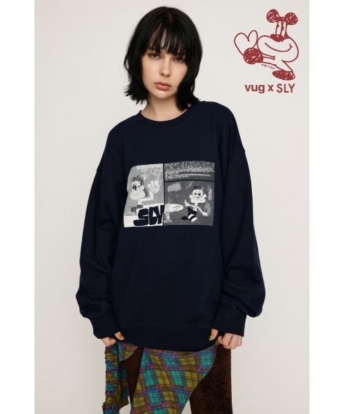 トレーナー スウェット vug x SLY PRINT SW TOPS バグ スライ プリント スウェット トップス レディース
