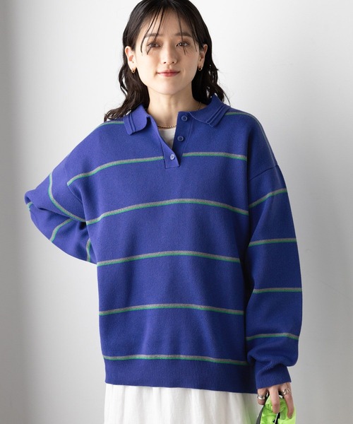 RAGEBLUE（レイジブルー） ニット セーター ラガーボーダーニットポロ