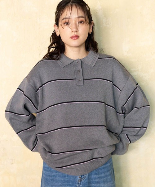 RAGEBLUE（レイジブルー） ニット セーター ラガーボーダーニットポロ