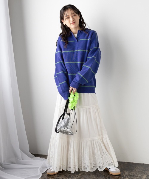 RAGEBLUE（レイジブルー） ニット セーター ラガーボーダーニットポロ