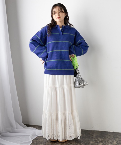 RAGEBLUE（レイジブルー） ニット セーター ラガーボーダーニットポロ