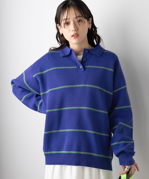 RAGEBLUE（レイジブルー） ニット セーター ラガーボーダーニットポロ