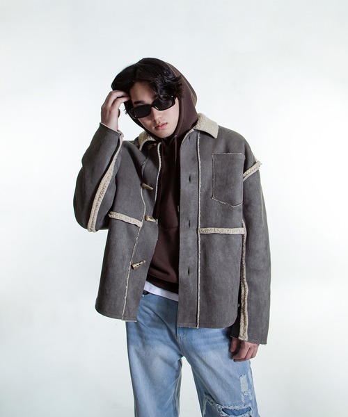 ZIP FIVE -White Line- ムートンジャケット ムートンコート 「White