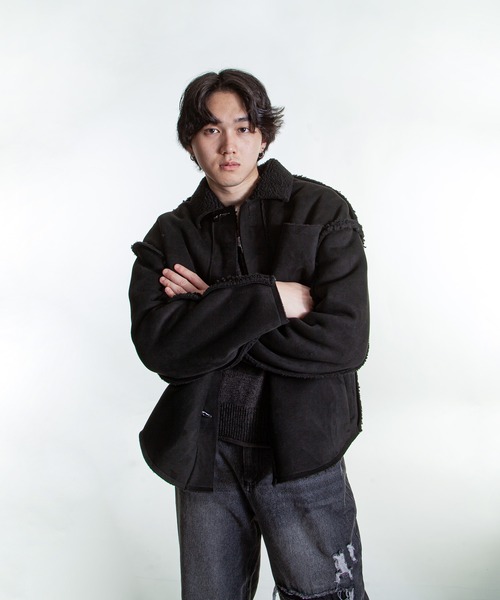 ZIP FIVE -White Line- ムートンジャケット ムートンコート 「White