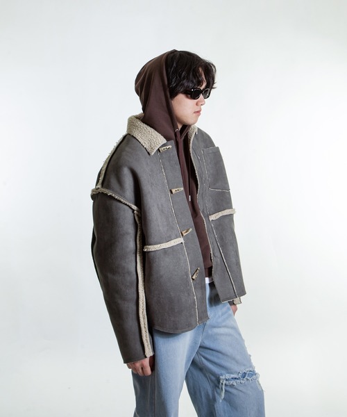 ムートンジャケット ZIP FIVE -White Line- ムートンジャケット ムートンコート 卒業式