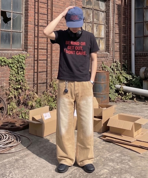 SPINNS（スピンズ） ワイドパンツ パンツ フェード加工バギー