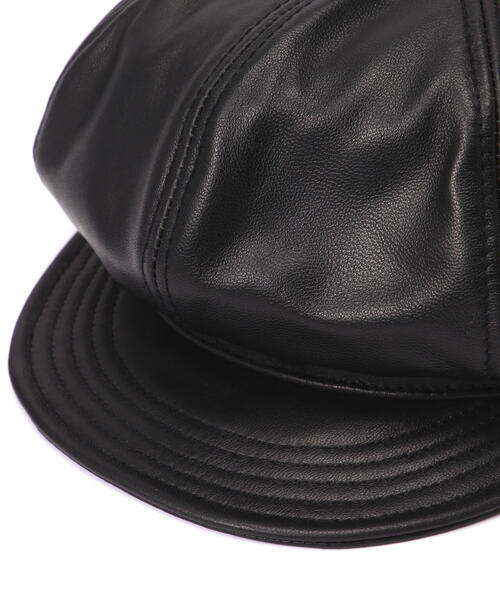 schottブラックレザーキャスケット Schott N.Y.C 帽子 キャスケット Schott/ショット/LEATHER