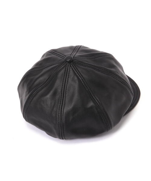 Schott　キャスケット　L　ブラック　牛革 Schott N.Y.C 帽子 キャスケット Schott/ショット/LEATHER