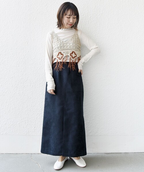 SHIPS（シップス） スカート ポリエステルスエード ポケット スカート