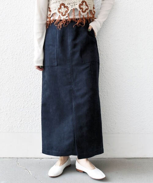 SHIPS（シップス） スカート ポリエステルスエード ポケット スカート