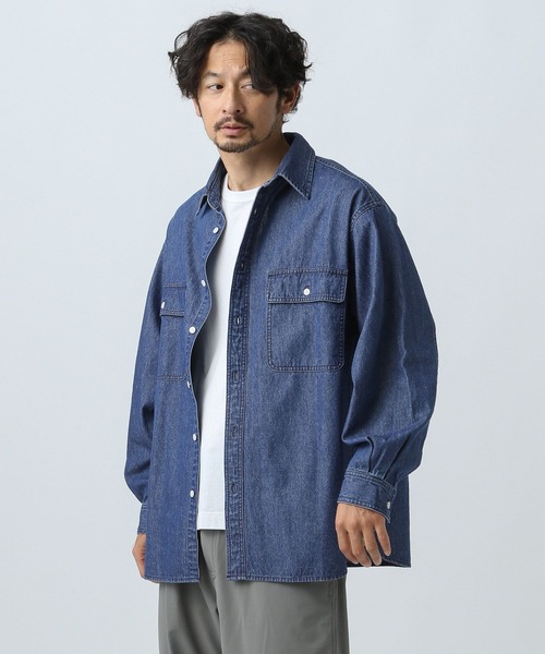 MLB シャツ 「MLB(メジャーリーグベースボール)」刺繍デニムシャツ