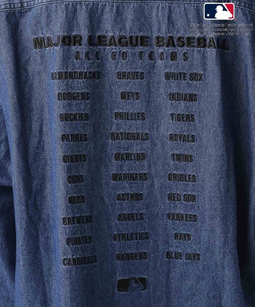 MLB シャツ 「MLB(メジャーリーグベースボール)」刺繍デニムシャツ