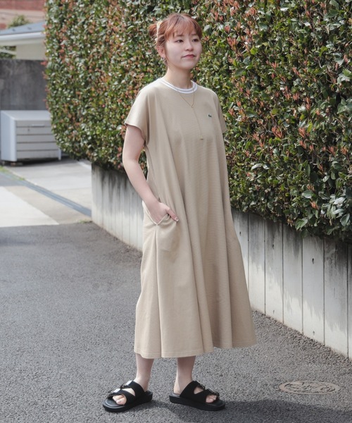 【関税込み】Lacoste ワンピース セール】 キモノスリーブシャツドレス / シャツワンピース
