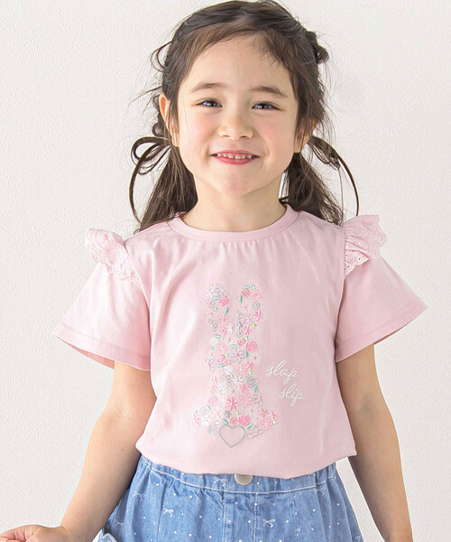 SLAP SLIP tシャツ アニマルウサギフロント刺しゅう