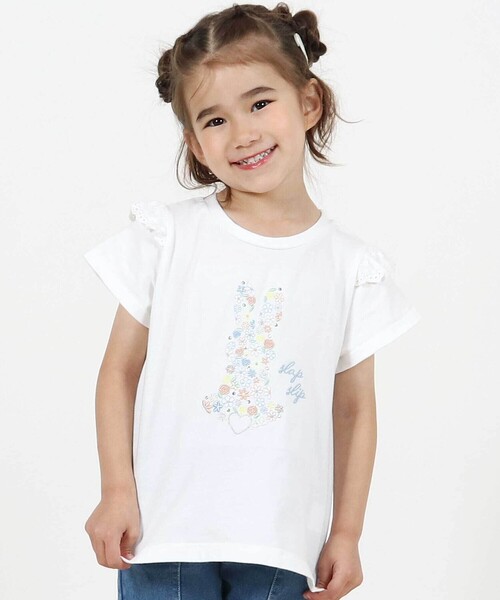うさとの服　半袖トップス SLAP SLIP tシャツ アニマルウサギフロント刺しゅう
