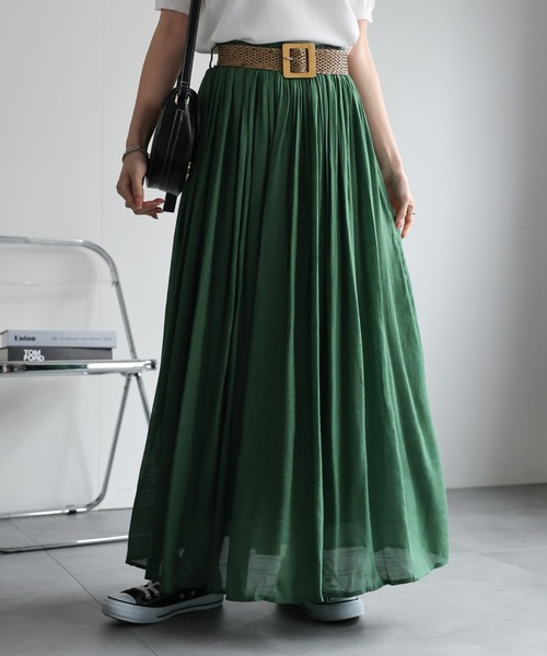 sakishimatokyo スカート ベルト付きギャザーフレアスカート
